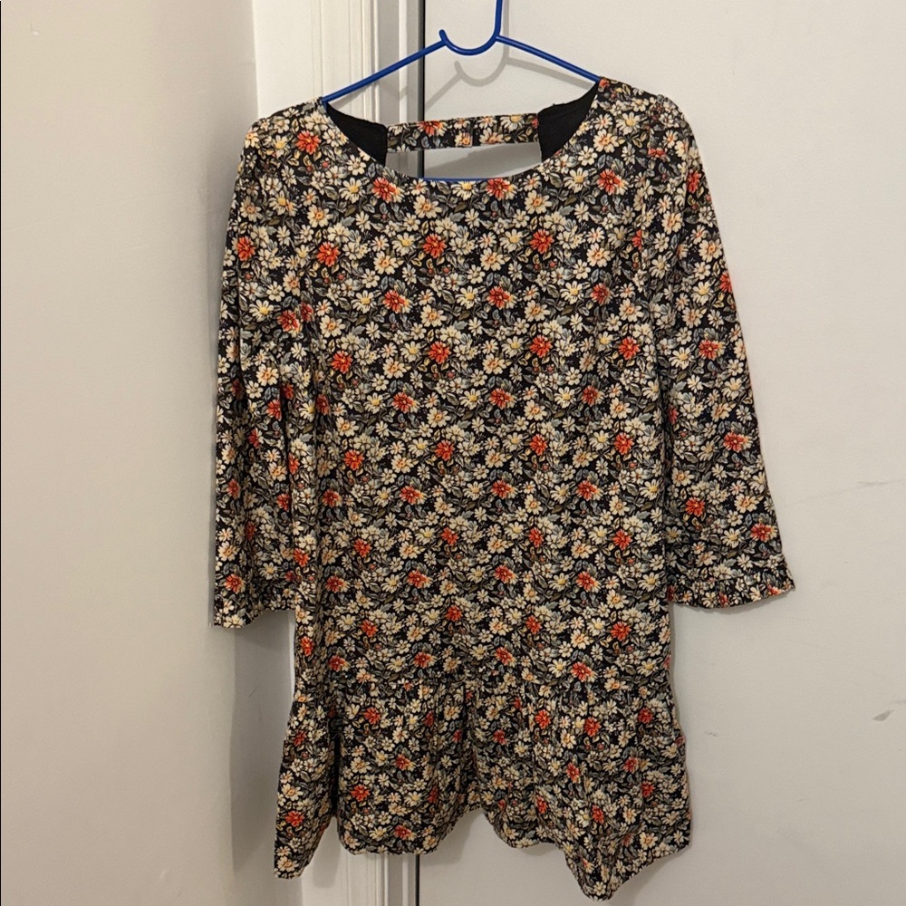Free People Black Floral Blouse